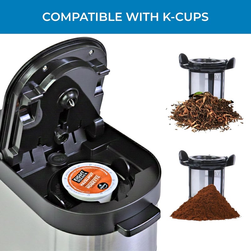 Koolatron Kenmore Single Serve Coffee Maker & Stainless Steel Travel Mug, Capsule/Pod & Ground Coffee Brewing, K Cup Compatible, Hot & Iced Coffee Machine, 6 to 14 Oz Brew Sizes, Auto Shut-Off, Black - Image 3